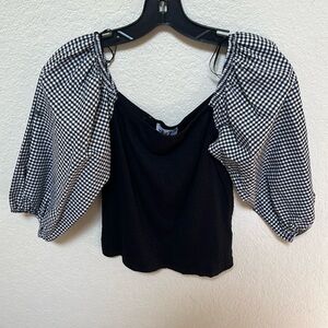 Gingham Off the Shoulder Blouse